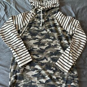 AMPERSAND AVE Camouflage and Striped Hoodie